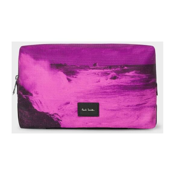 NWT $200 canvas & leather Photo Print Wash Bag / Dopp Kit. Yours for? - Picture 1 of 10
